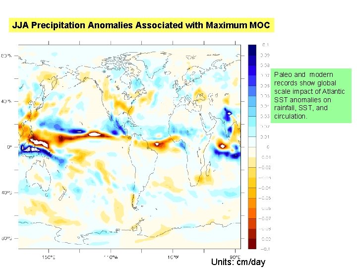 JJA Precipitation Anomalies Associated with Maximum MOC Paleo and modern records show global scale