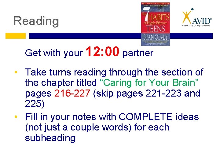 Reading Get with your 12: 00 partner • Take turns reading through the section