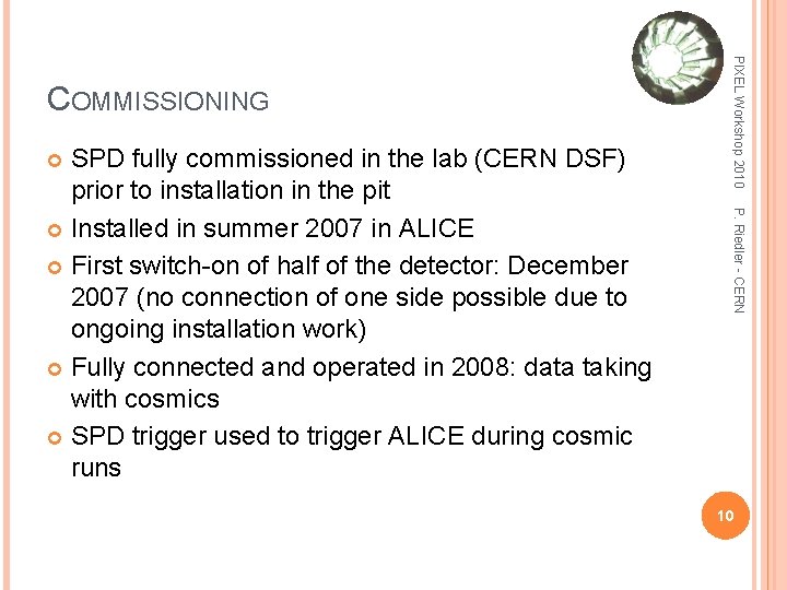 P. Riedler - CERN SPD fully commissioned in the lab (CERN DSF) prior to