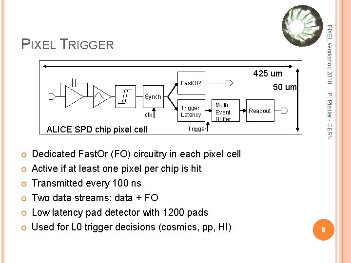 PIXEL Workshop 2010 PIXEL TRIGGER 425 um Fast. OR 50 um P. Riedler -