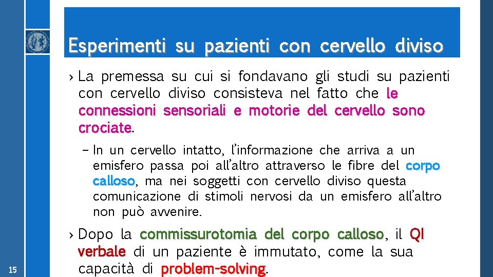 Esperimenti su pazienti con cervello diviso › La premessa su cui si fondavano gli