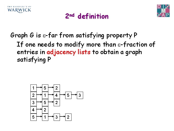 2 nd definition Graph G is -far from satisfying property P If one needs