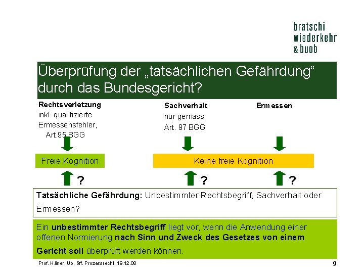 Überprüfung der „tatsächlichen Gefährdung“ durch das Bundesgericht? Rechtsverletzung inkl. qualifizierte Ermessensfehler, Art. 95 BGG