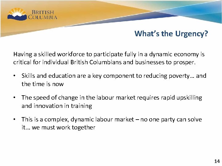 51 What’s the Urgency? Having a skilled workforce to participate fully in a dynamic