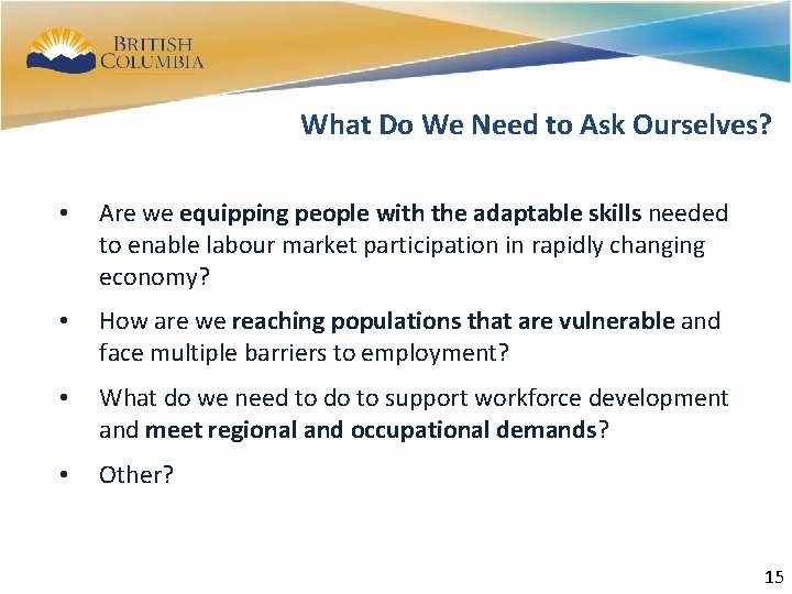 What Do We Need to Ask Ourselves? • Are we equipping people with the