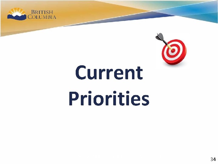 31 Current Priorities Confidential: Ministry Use Only 31 34 