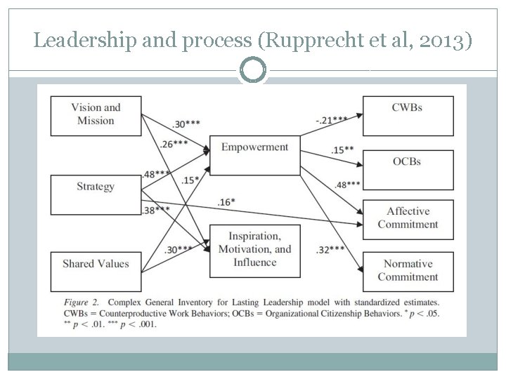 Leadership and process (Rupprecht et al, 2013) 