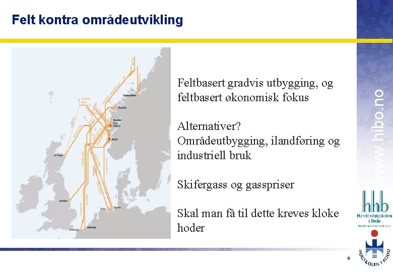 Felt kontra områdeutvikling www. hibo. no Feltbasert gradvis utbygging, og feltbasert økonomisk fokus Alternativer?