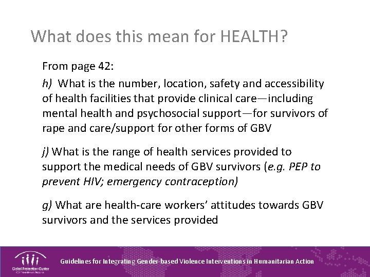 What does this mean for HEALTH? From page 42: h) What is the number,