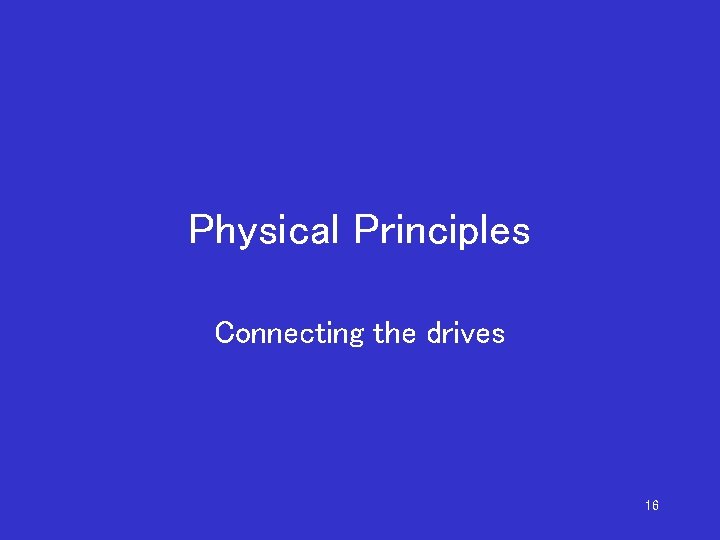 Physical Principles Connecting the drives 16 