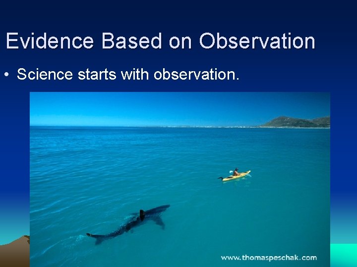 Evidence Based on Observation • Science starts with observation. 