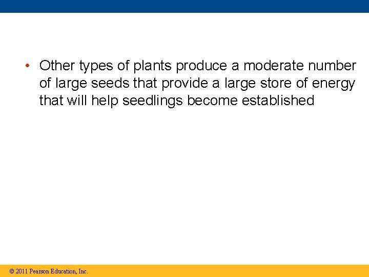  • Other types of plants produce a moderate number of large seeds that