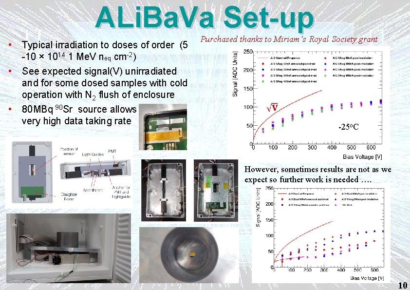 ALi. Ba. Va Set-up • Typical irradiation to doses of order (5 -10 ×