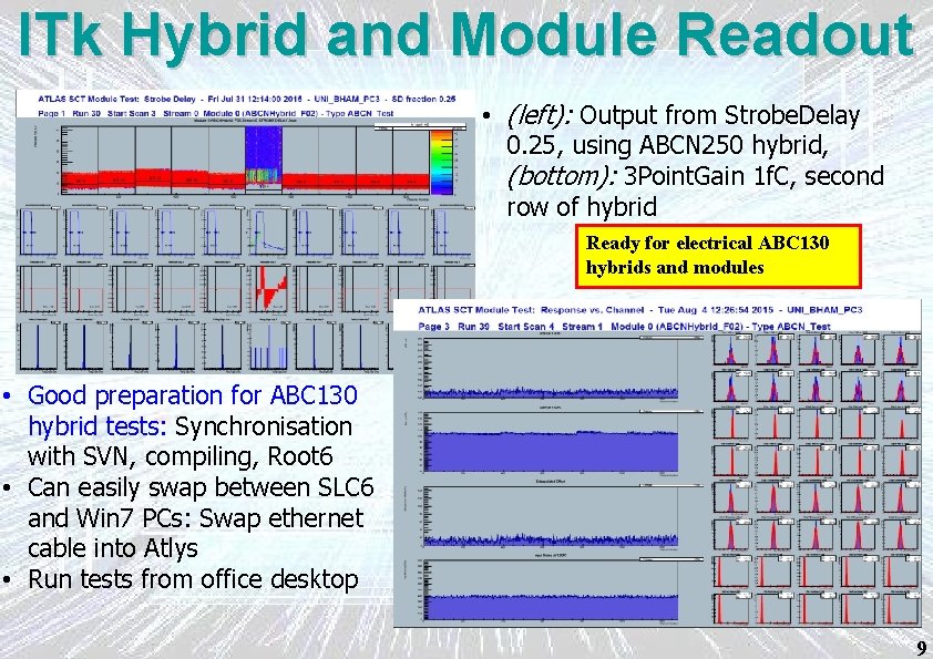 ITk Hybrid and Module Readout • (left): Output from Strobe. Delay 0. 25, using