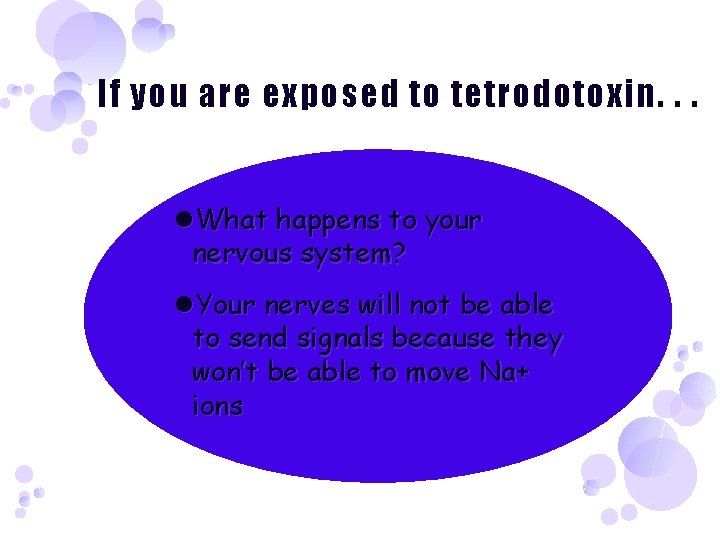 If you are exposed to tetrodotoxin. . . What happens to your nervous system?
