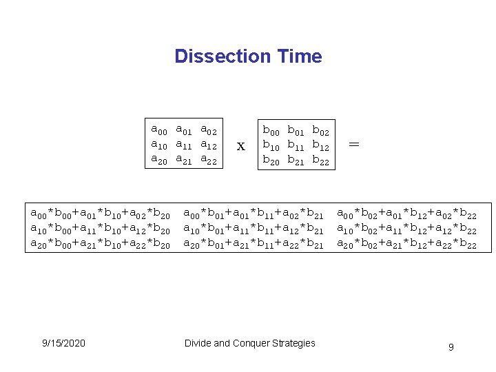 Dissection Time a 00 a 01 a 02 a 10 a 11 a 12 Dissection Time a 00 a 01 a 02 a 10 a 11 a 12