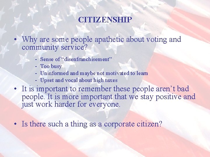 CITIZENSHIP • Why are some people apathetic about voting and community service? - Sense