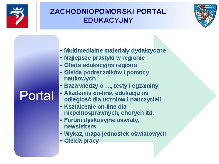 ZACHODNIOPOMORSKI PORTAL EDUKACYJNY • • Portal • • • Multimedialne materiały dydaktyczne Najlepsze praktyki