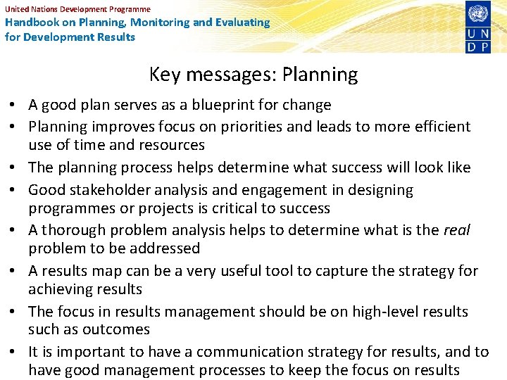 United Nations Development Programme Handbook on Planning, Monitoring and Evaluating for Development Results Key