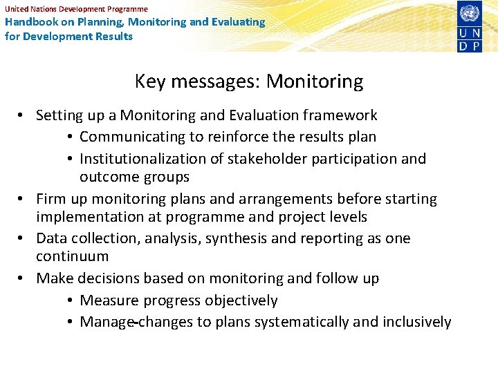 United Nations Development Programme Handbook on Planning, Monitoring and Evaluating for Development Results Key