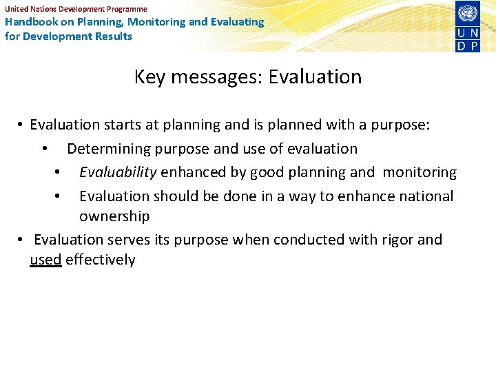 United Nations Development Programme Handbook on Planning, Monitoring and Evaluating for Development Results Key
