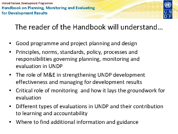 United Nations Development Programme Handbook on Planning, Monitoring and Evaluating for Development Results The