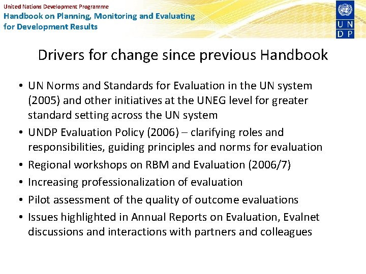 United Nations Development Programme Handbook on Planning, Monitoring and Evaluating for Development Results Drivers