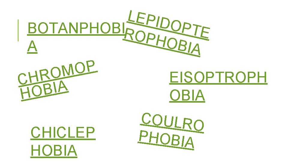 LEPID OPTE BOTANPHOBIRO PHOB A IA P O M O R EISOPTROPH H C