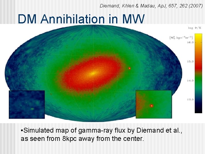 Diemand, Khlen & Madau, Ap. J, 657, 262 (2007) DM Annihilation in MW •