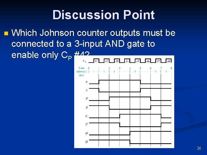 Discussion Point n Which Johnson counter outputs must be connected to a 3 -input