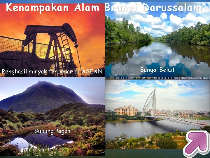 Kenampakan Alam Brunei Darussalam Penghasil minyak terbesar di ASEAN Gunung Pagon Sungai Belait 