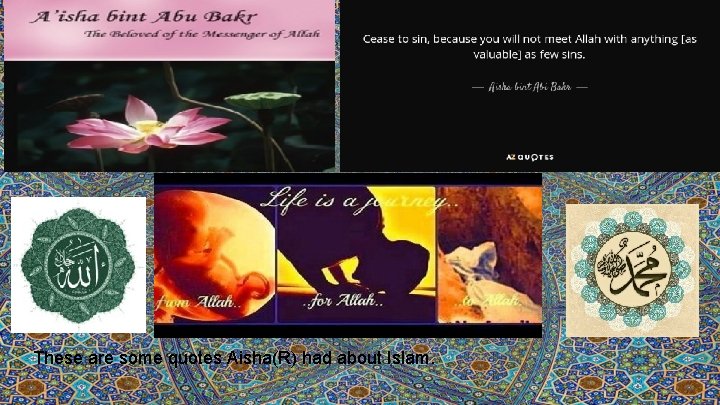 These are some quotes Aisha(R) had about Islam. 