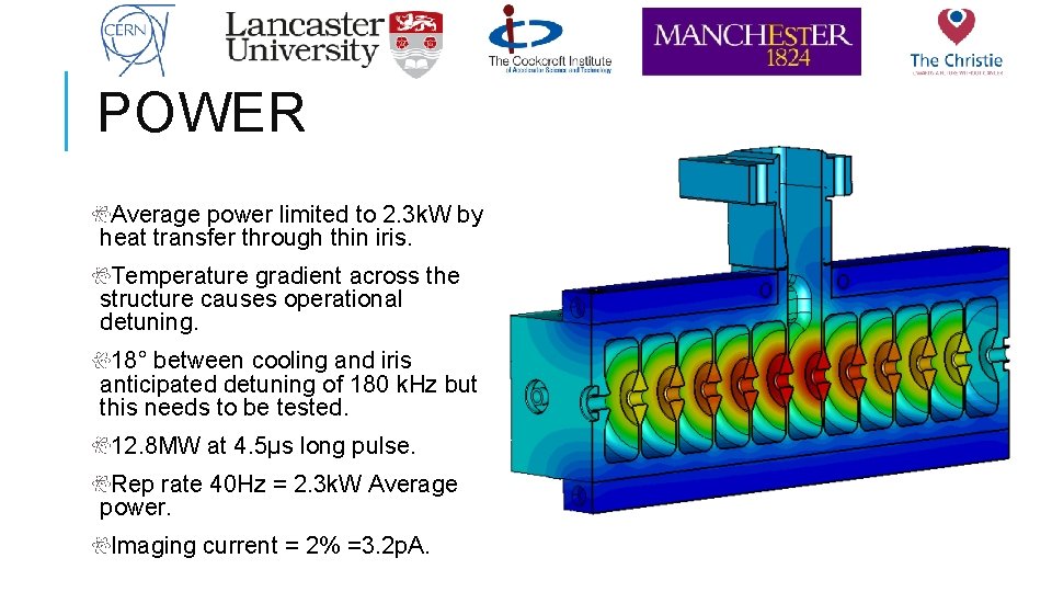 POWER Average power limited to 2. 3 k. W by heat transfer through thin