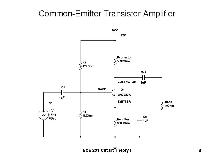 Common-Emitter Transistor Amplifier ECE 201 Circuit Theory I 8 