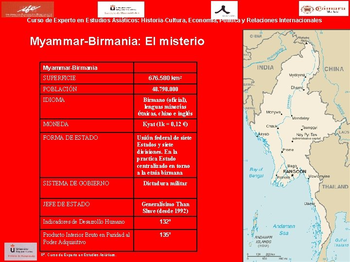 Curso de Experto en Estudios Asiáticos: Historia Cultura, Economía, Política y Relaciones Internacionales Myammar