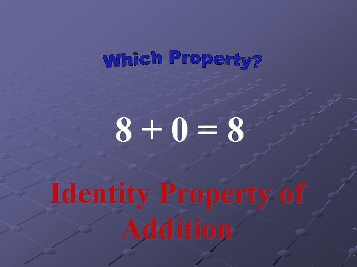 8+0=8 Identity Property of Addition 