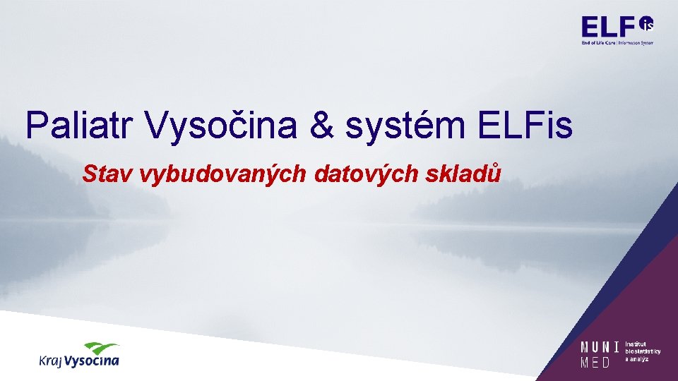 Paliatr Vysočina & systém ELFis Stav vybudovaných datových skladů 