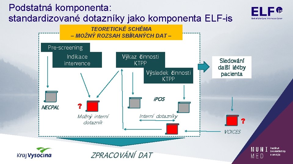 Podstatná komponenta: standardizované dotazníky jako komponenta ELF-is TEORETICKÉ SCHÉMA – MOŽNÝ ROZSAH SBÍRANÝCH DAT