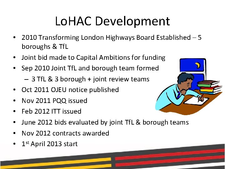 Lo. HAC Development • 2010 Transforming London Highways Board Established – 5 boroughs &