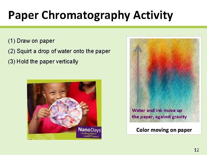Paper Chromatography Activity (1) Draw on paper (2) Squirt a drop of water onto