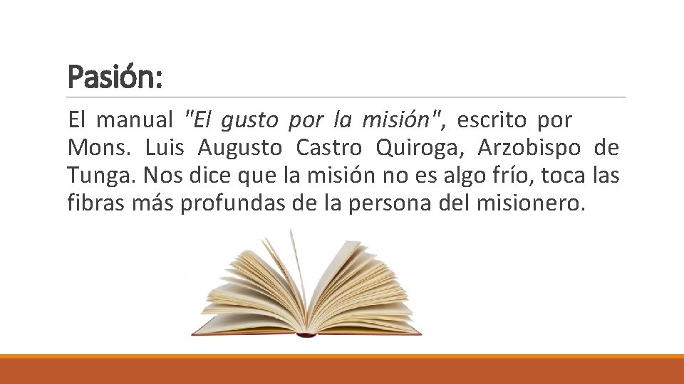Pasión: El manual "El gusto por la misión", escrito por Mons. Luis Augusto Castro