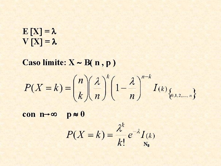 E X = V X = Caso límite: X B( n , p )