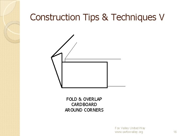 Construction Tips & Techniques V FOLD & OVERLAP CARDBOARD AROUND CORNERS Fox Valley United