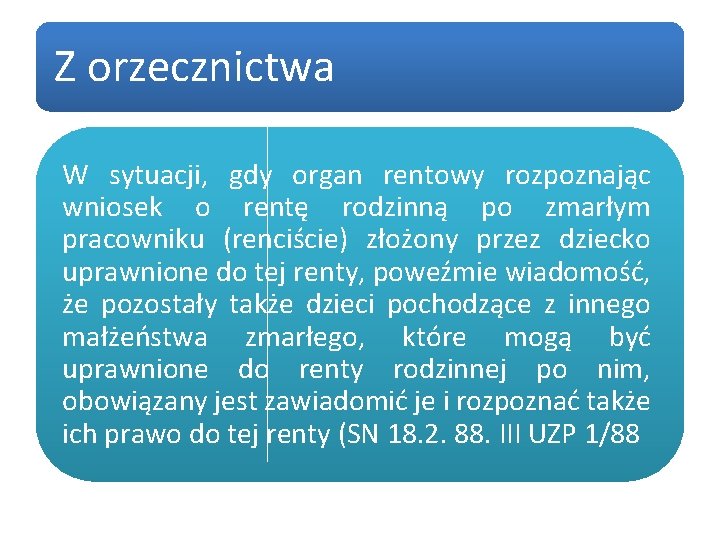 Z orzecznictwa W sytuacji, gdy organ rentowy rozpoznając wniosek o rentę rodzinną po zmarłym