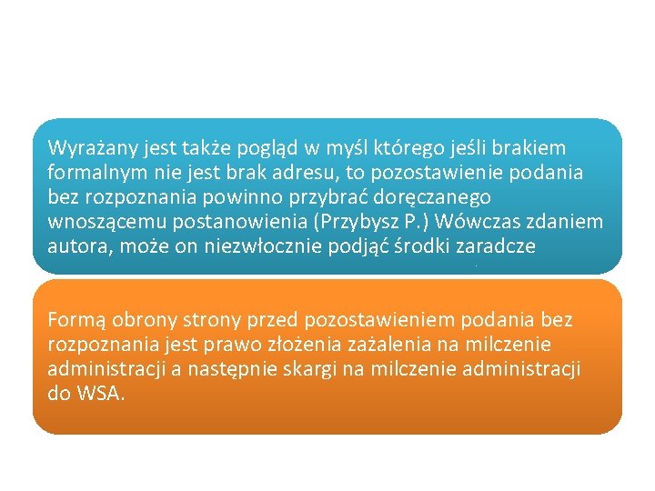 Wyrażany jest także pogląd w myśl którego jeśli brakiem formalnym nie jest brak adresu,