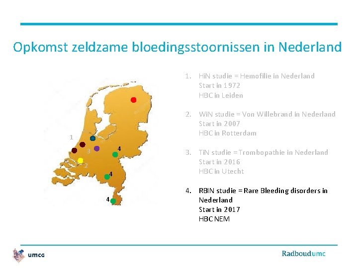 Opkomst zeldzame bloedingsstoornissen in Nederland 1. Hi. N studie = Hemofilie in Nederland Start