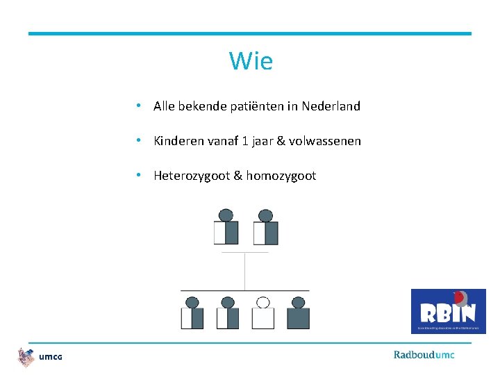 Wie • Alle bekende patiënten in Nederland • Kinderen vanaf 1 jaar & volwassenen