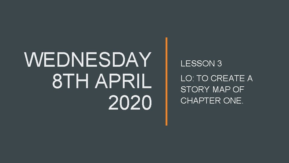 WEDNESDAY 8 TH APRIL 2020 LESSON 3 LO: TO CREATE A STORY MAP OF