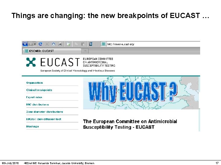 Things are changing: the new breakpoints of EUCAST … 9 th July 2010 462
