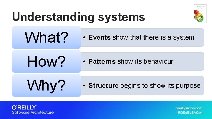 Understanding systems What? • Events show that there is a system How? • Patterns